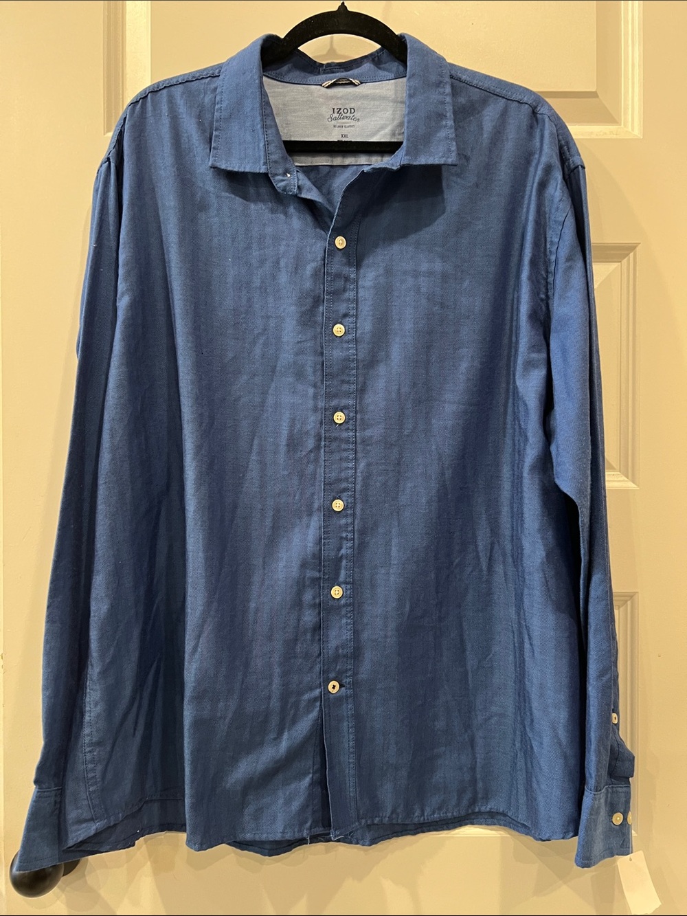 Izod Men’s Casual Long-Sleeve Button-Down Shirt in Blue Sz XXL